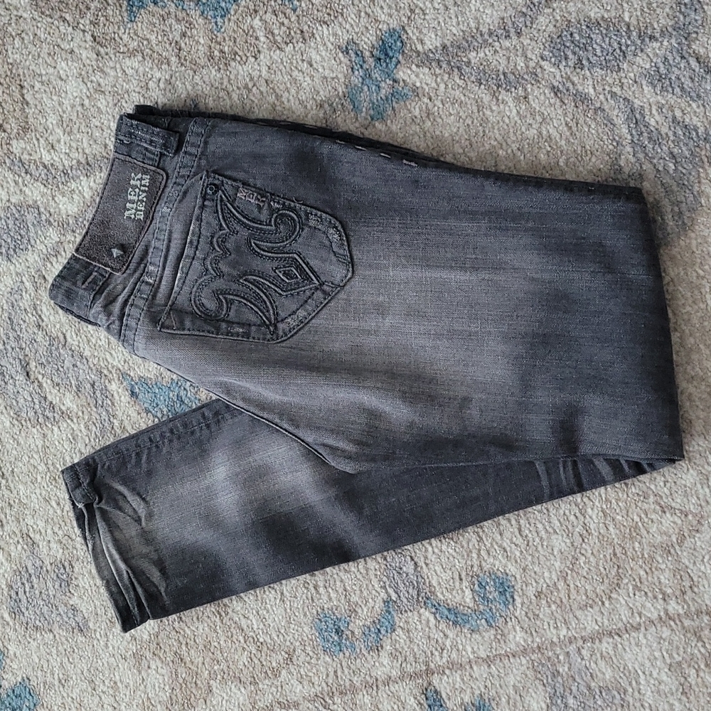 MEK Denim Distressed Gray Jeans